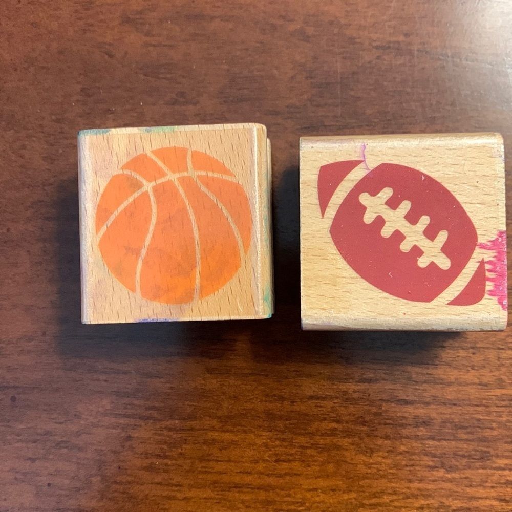 Set of two Sport Rubber Stamps Football and Basketball